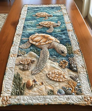 Turtle Paradise Quilted Table Runner