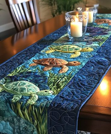 Turtle Paradise Quilted Table Runner