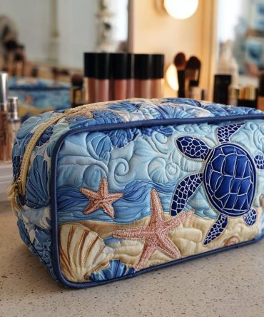 Turtle Path Quilted Makeup Bag