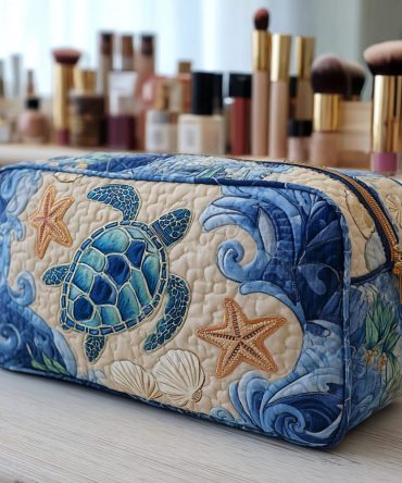 Turtle Shore Quilted Makeup Bag