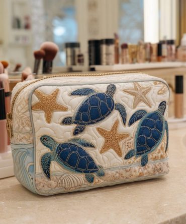 Turtle Spirit Quilted Makeup Bag