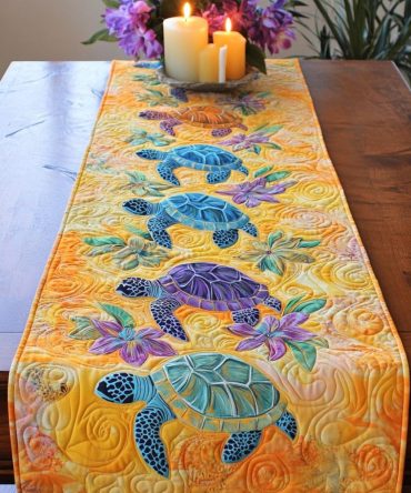Turtle Tides Quilted Table Runner