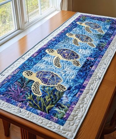 Turtle Trails Quilted Table Runner