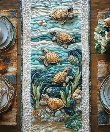 Turtle Tranquility Quilted Table Runner