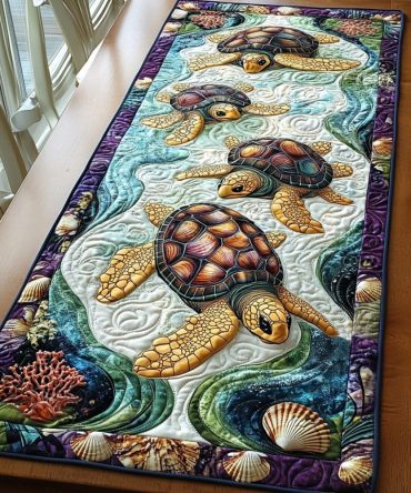 Turtle Wave Quilted Table Runner