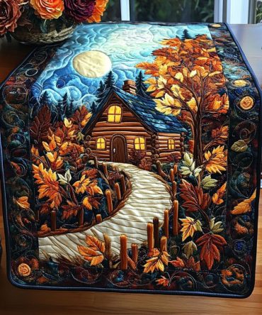 Twilight Cabin Glow Quilted Table Runner