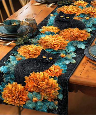 Twilight Cat Magic Quilted Table Runner