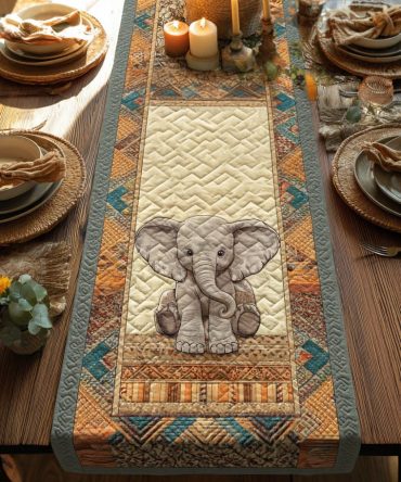 Twilight Elephant Quilted Table Runner