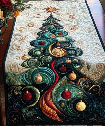 Twilight Evergreen Quilted Table Runner