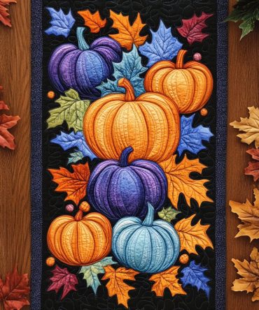 Twilight Leaves Quilted Table Runner