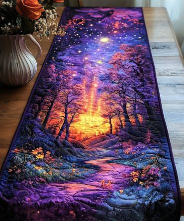 Twilight Meadow Trail Quilted Table Runner