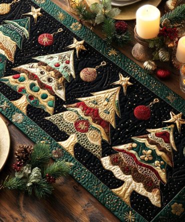 Twilight Pines Quilted Table Runner