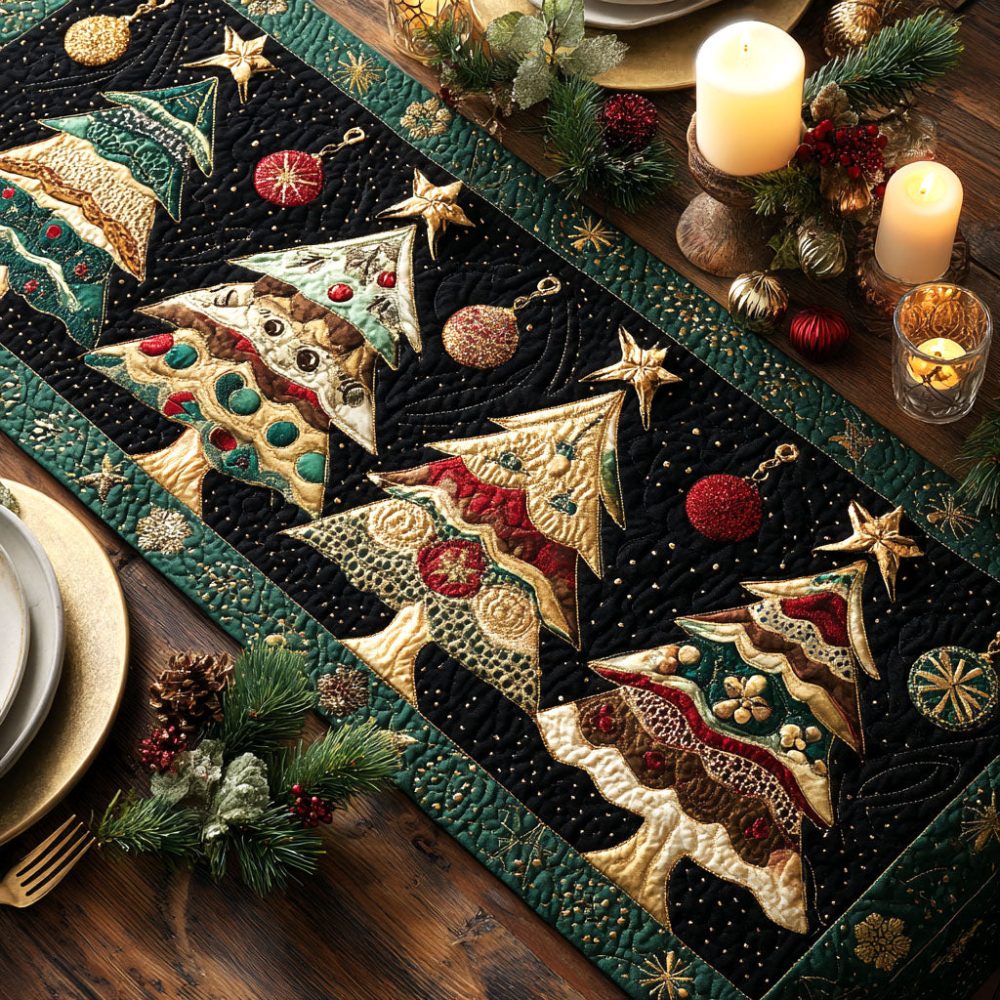 Twilight Pines Quilted Table Runner