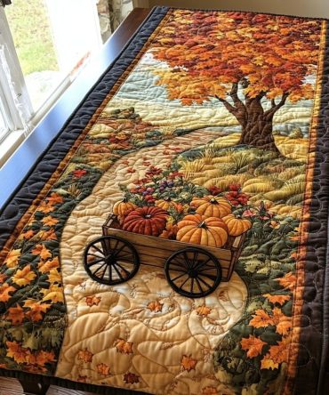 Twilight Pumpkin Quilted Table Runner