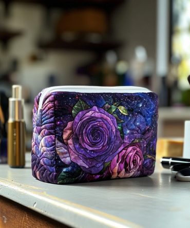 Twilight Rose Quilted Makeup Bag