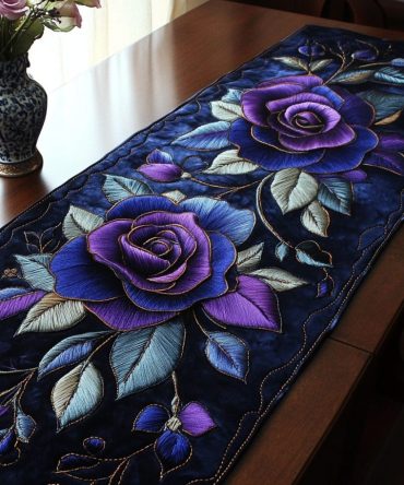 Twilight Roses Quilted Table Runner