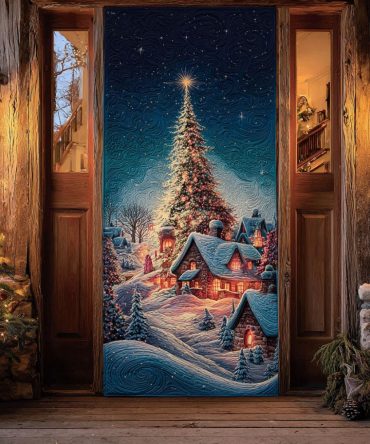 Twilight Village Tree Quilted Door Cover
