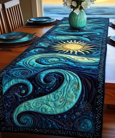 Twilight Waves Quilted Table Runner