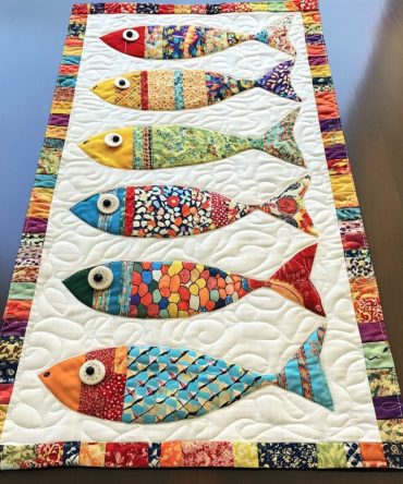Underwater Fish Quilted Table Runner