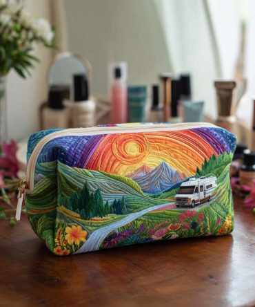 Valley Sunrise Camper Quilted Makeup Bag