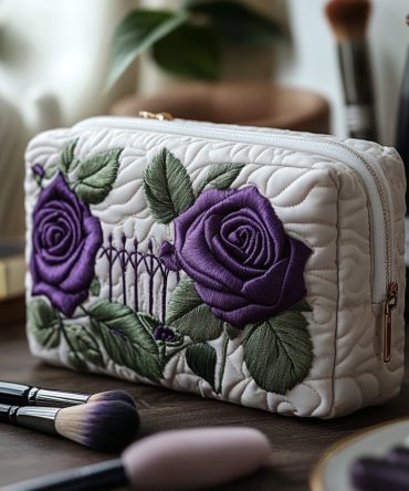 Velvet Bloom Quilted Makeup Bag