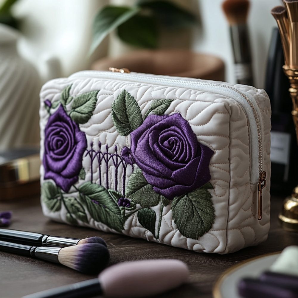 Velvet Bloom Quilted Makeup Bag