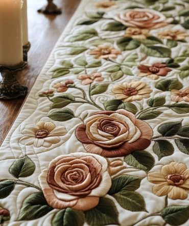 Velvet Bloom Quilted Table Runner