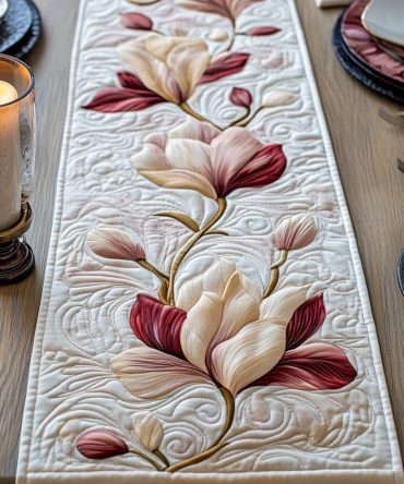 Velvet Blossom Quilted Table Runner