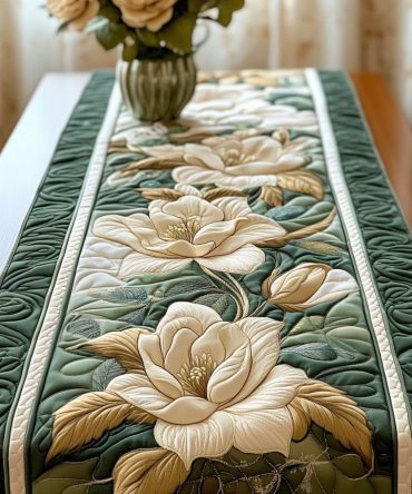 Verdant Magnolia Dream Quilted Table Runner