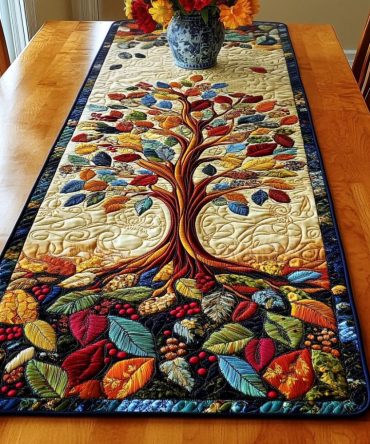 Vibrant Autumn Bliss Quilted Table Runner