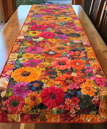Vibrant Bloom Quilted Table Runner