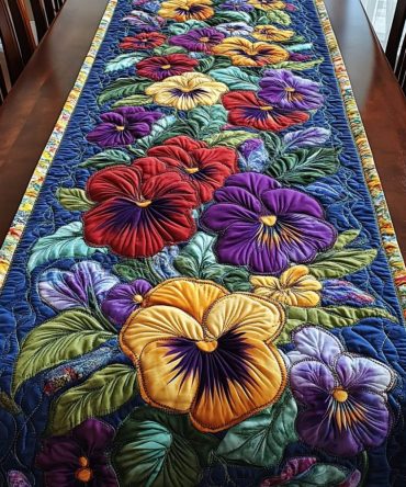 Vibrant Blossom Quilted Table Runner