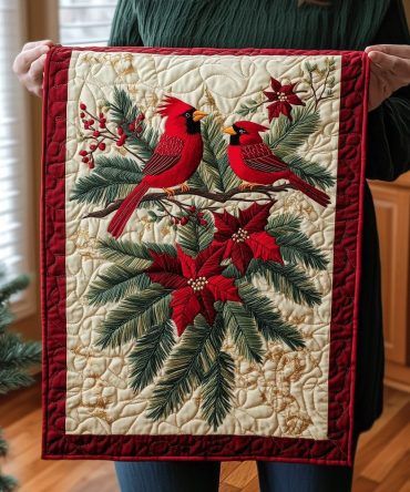 Vibrant Cardinal Quilted Table Runner
