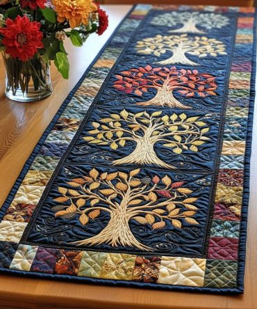 Vibrant Leaves Quilted Table Runner