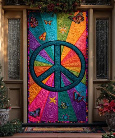 Vibrant Mandala Peace Quilted Door Cover