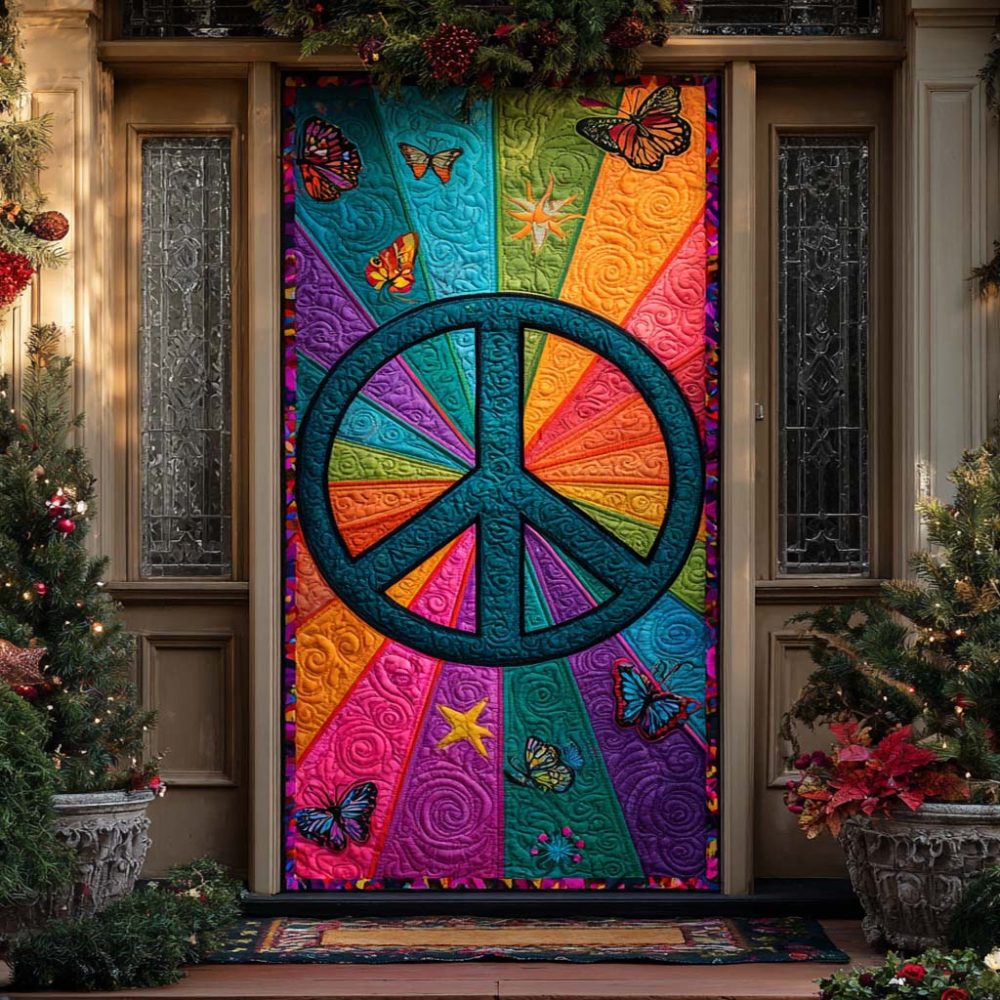 Vibrant Mandala Peace Quilted Door Cover