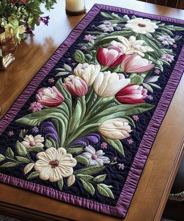 Vibrant Petals Quilted Table Runner