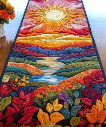 Vibrant Stream Quilted Table Runner