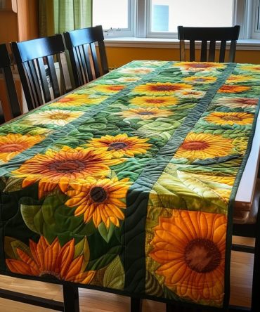 Vibrant Sunflowers Quilted Table Runner