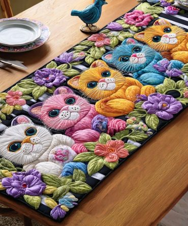 Vibrant Tail Whirl Quilted Table Runner