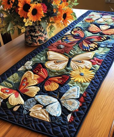 Vibrant Wings Quilted Table Runner