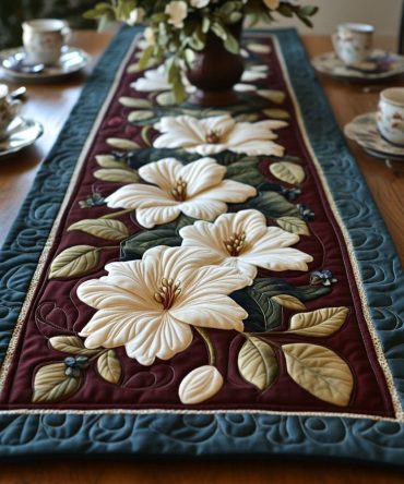 Victorian Magnolia Elegance Quilted Table Runner
