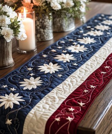 Victory Stripes Quilted Table Runner