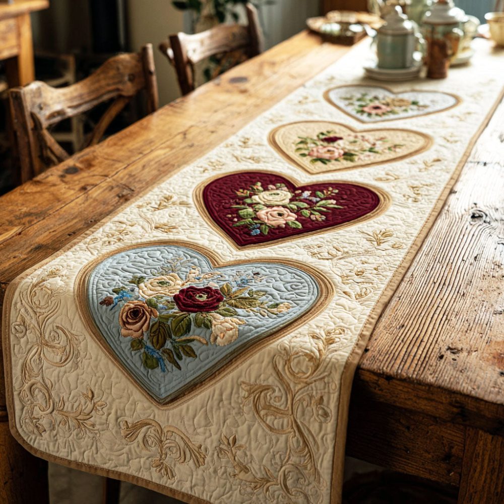 Vintage Bloom Quilted Table Runner