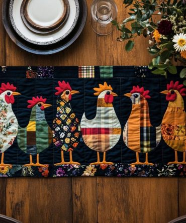 Vintage Chicks Quilted Table Runner