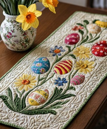 Vintage Easter Charm Quilted Table Runner