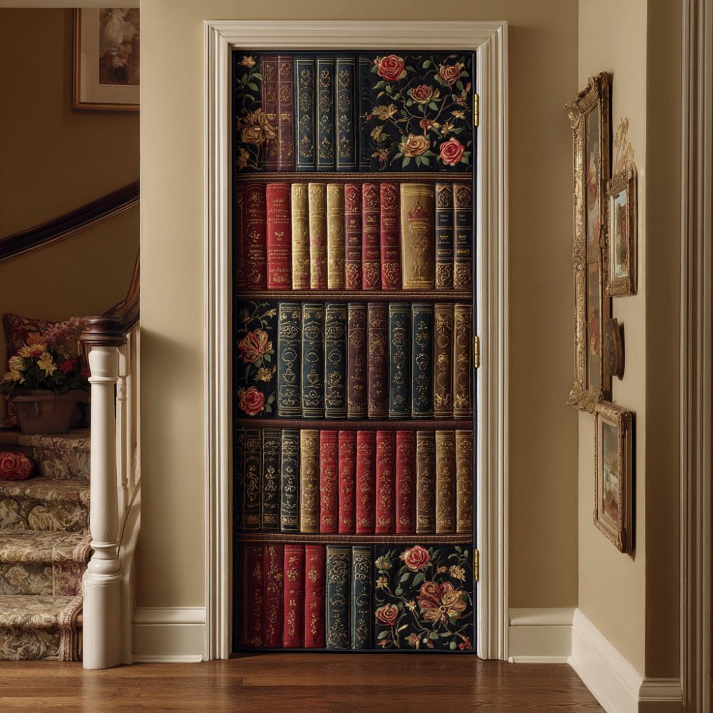 Vintage Library Quilted Door Cover