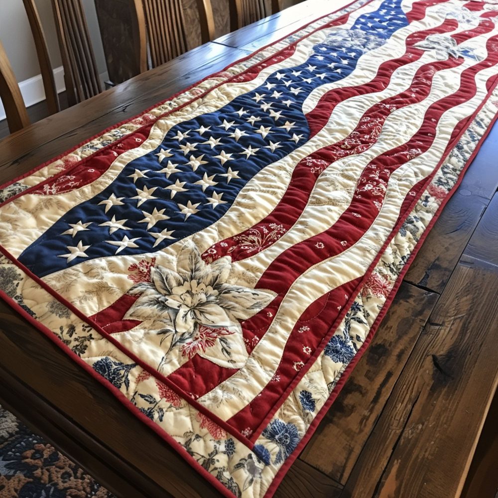 Vintage Patriot Quilted Table Runner
