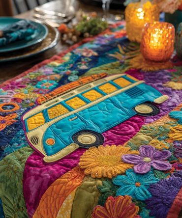 Vintage Peace Quilted Table Runner