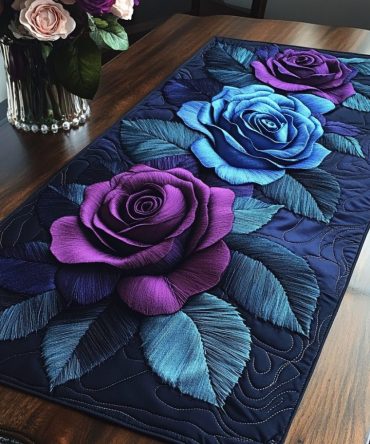 Violet Elegance Quilted Table Runner